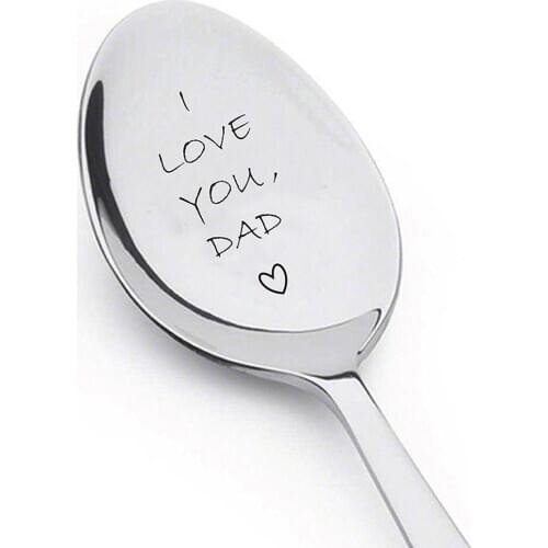 I Love You Dad Engraved Rustproof Stainless Steel Ice Cream Spoon Coffee Blender Kitchen Tool Father Gift Ложка