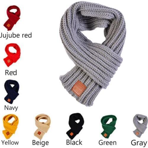 Lovely cotton knitted kids scarf solid winter warm scarves children baby boy girl