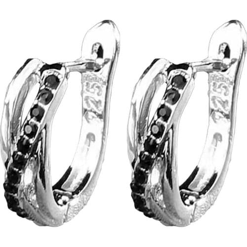 Fashion Women Rhinestone Inlaid Cross Hoop Earrings Wedding Party Jewelry Gift Accessories
