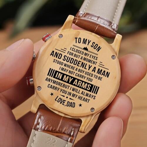 Dad To My Son Engraving Men Watches Family Gifts for Mens Quartz Wristwatch logo for Boyfriend Engrave