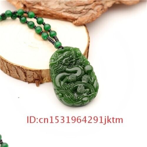 Natural Dragon Amulet Jadeite Hand for Necklace Chinese Fashion Charm Women Carved Gifts Jade Pendant Jewelry Men Green