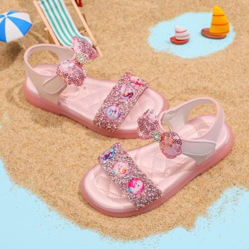 2021 Summer New Girls' Sandals Fashion Cartoon Childrens Shoes Ice Snow Wonderland Princess Beach Shoes Size 26-30