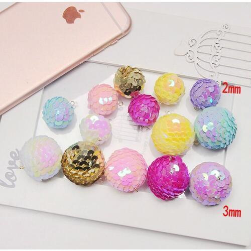 Wholesale lots bulk hand made jewelry accessories Sequined foam colorful flower ball bag pendant ornaments diy accessories