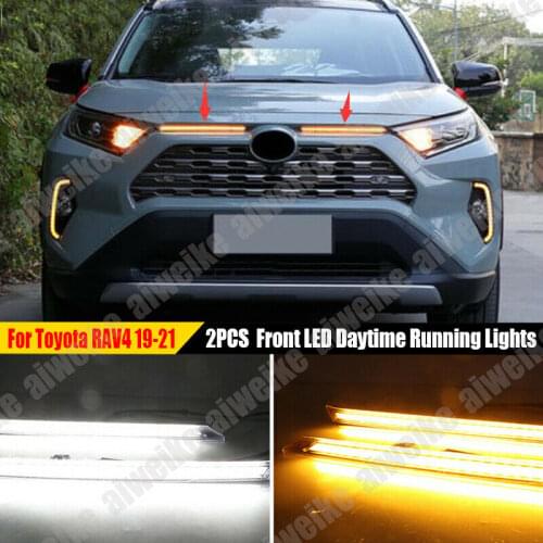 2PCS Front LED Daytime Running Lights for Toyota RAV4 2019 2020 2021 DRL Turn Signal Lamp