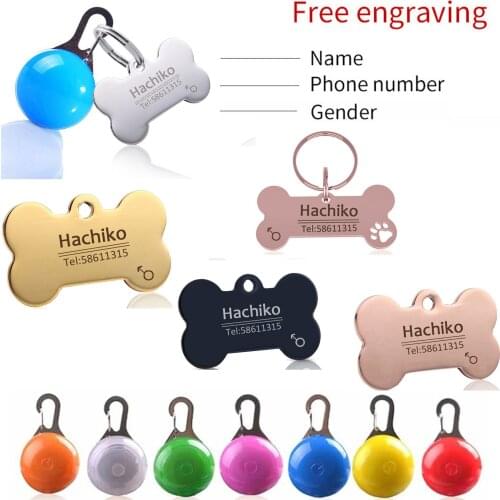 Personalized Pet Dog ID Tag Keychain Engraved Pet ID Name for Cat Puppy Dog Collar Tag Pendant Keyring Bone Pet Accessories