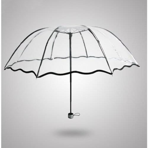 Transparent Umbrellas For Protect Against Wind And Rain Clear 3 Fold Umbrella Clear Field Of Vision Household Rain Gear