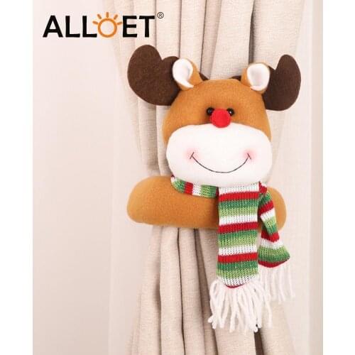 Christmas Curtain Hooks Tiebacks Tie Backs Buckle Clips Window Home Bedroom Cartoon Xmas Elk Hook Fasten Clamp Decoration