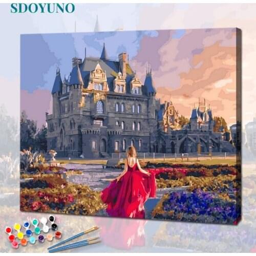 SDOYUNO 60x75cm Paint By Numbers For Adult City Scenery DIY Oil Painting By Numbers On Canvas Number Painting Home Decor