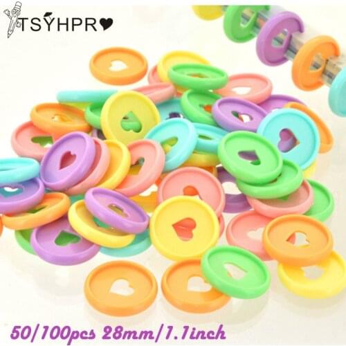 50/100 Pcs Solid Heart Ring Binder for Notebooks 28mm Diy Loose Leaf Binder for Scrapbooking Planner Discs A20-S18
