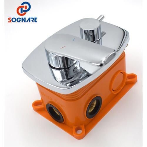 SOGNARE Chrome Bath&Shower Faucets Control Solid Brass Wall Mount Concealed Shower Mixer Control Valve 2 Way Shower Mixer Valve