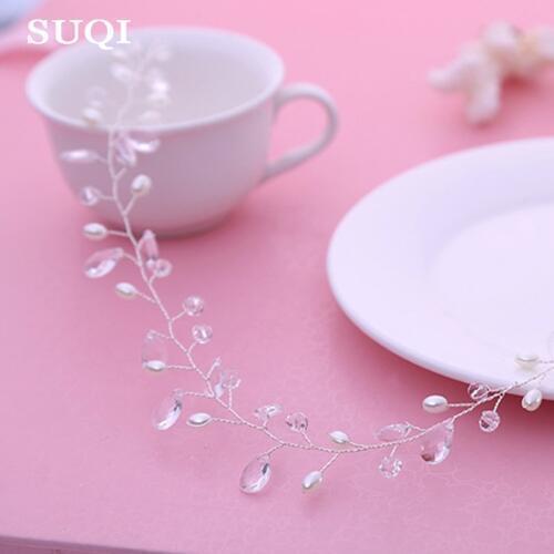 SUQI Western Princess Wedding Fashion Headdress For Bride Handmade Wedding Crown Floral Pearl Hair Accessories Hairpin Ornaments