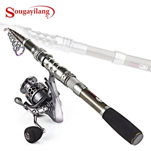 Sougayilang Telescopic Fishing Rod and Reel Combos Portable Telescopic Fishing Pole Spinning Reels Saltwater Freshwater Fishing