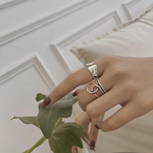 VENTFILLE 925 Sterling Silver Korean Version of Ins Retro Geometric Simple Ring