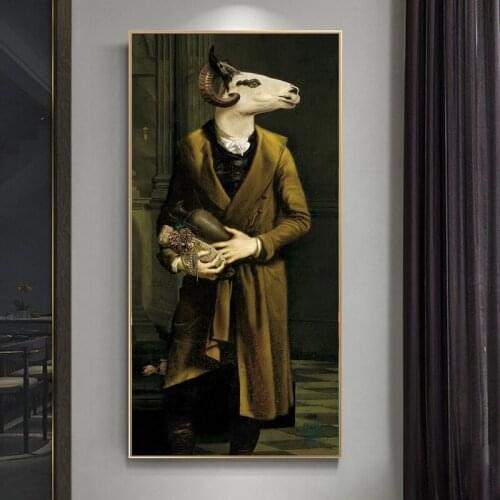 Countess of Goats Vintage Posters and Prints Animals in a Suit Canvas Paintings On the Wall Nordic Art Canvas Picture Home Decor