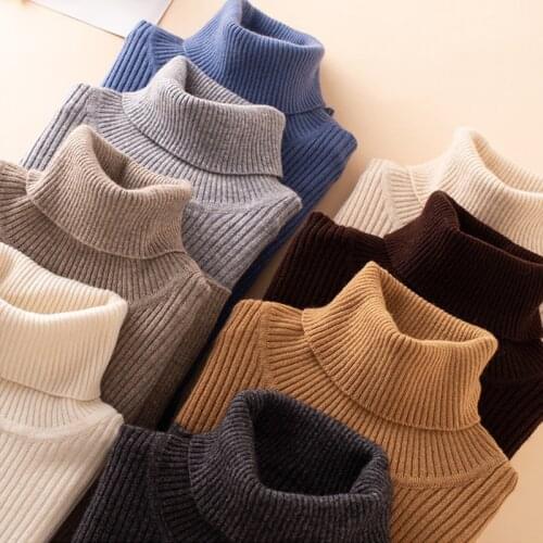 WIIVIP Knitted Jumper Autumn Winter Tops Turtleneck Pullovers Casual Sweaters Women Shirt Long Sleeve Tight Sweater Girls