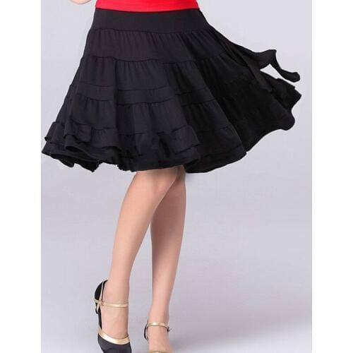 Womens Sport Skirt Running Jogging Dancing Shorts Patchwork Ruffles Knee-Length Ball Gown Skirt Latin Social Dancewear 904-738