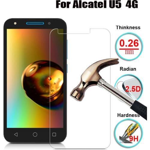 0.26mm 9H Real Tempered Glass For Alcatel U5 4G Scratch-Resistant Anti-Shatter Clear LCD Screen Protector Protective Film