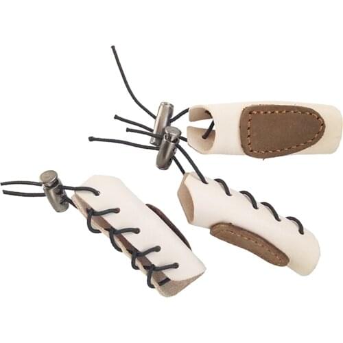 1 Pcs Cow Leather 3 Finger Tab Protective Gloves Pads Archery Fingertips Guard Protection Outdoor Hunting Equipment Brown