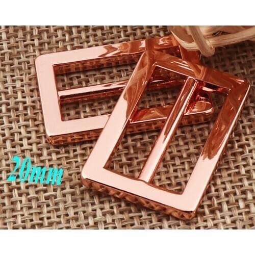 10 pcs metal Rose Gold Slide Buckles,20mm slider buckle strap adjuster belt purse bag for bags adjustable webbing buckle