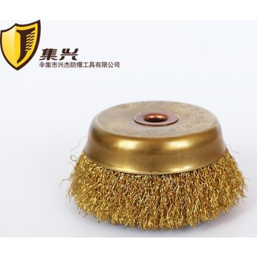 125mmxM16 Non sparking brass wire cleaning ball bowl shape, cleaning tool,for industrial cleaning use