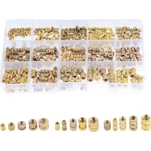 330PCS/Box M2 M3 M4 M5 Brass Insert Nut Injection Molding Brass Knurled Thread Inserts Nuts Assortment Kit M2*4 M3*8 M4*6 M5*10