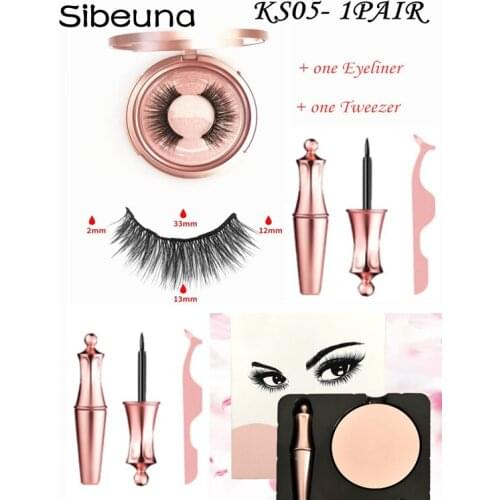 3D False Mink Eyelashes Magnetic Eyelashes Reusable Magnet Lashes Magnetic Liquid Eyeliner&Magnetic False Eyelashes &Tweezer Set