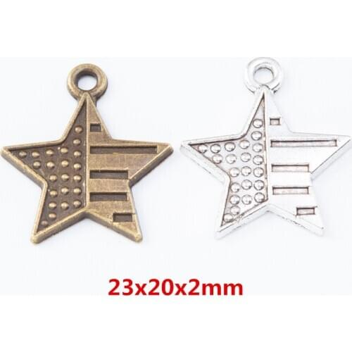 50 pieces of retro metal zinc alloy star pendant for DIY handmade jewelry necklace making 7863