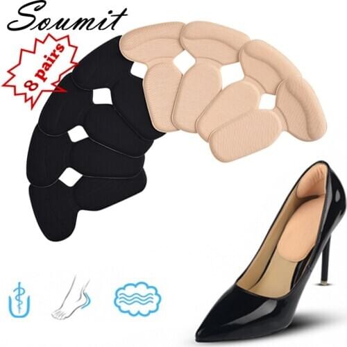 8 Pairs T-Shape Insoles for Women Hight Heel Liner Grips Arch Support Orthotic Shoes Pad Foot Care Protector Insert Soft Cushion