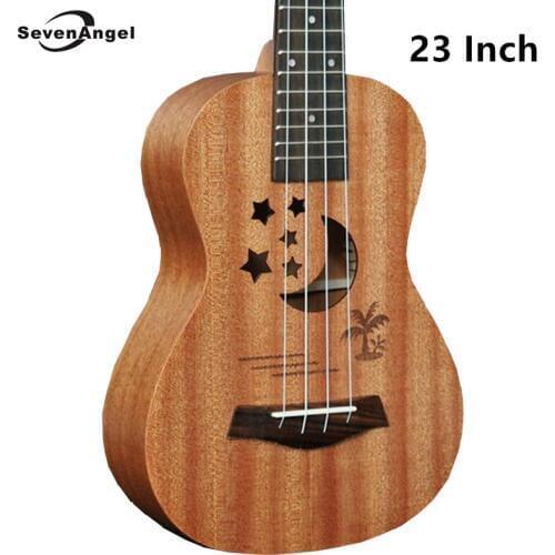SevenAngel Acoustic Electric Ukulele 23 Inch Hawaiian Mini Guitar 4 Strings Ukelele sapele Star Moon partten with Pickup EQ