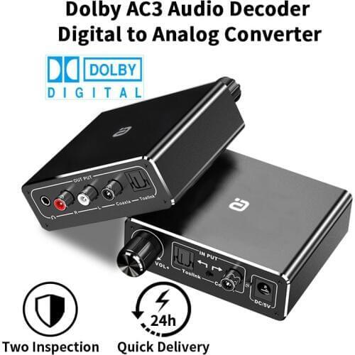 AYINO AC3 192kHz HiFi Audio-Decoder DAC With Volume Control Optical Coaxial RCA 3.5mm Digital to Analog Converter Adapter DA500
