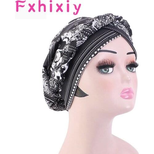 Bohemian Flower Print African Beanies Hats Islamic Muslim Casual Turban Headwrap Braid Head Scarf Hair Loss Cover Bandanas