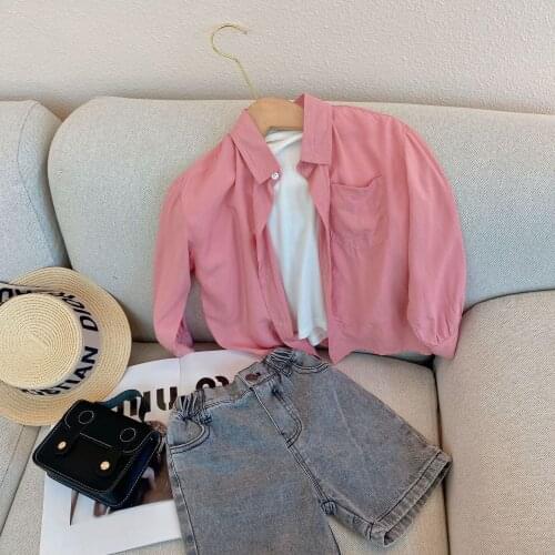 Childrens Shirts 2021 Summer Baby Boys and Girls Solid Shirts Baby Casual Jacket Shirts Baby Clothes Shirts for Teenage Girls