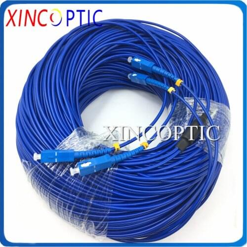 2C Duplex 50M Single Mode SM 9/125 Blue PVC 3.0mm 2Fibers Dual SC-SC/FC/LC/STUPC Armoured Flat Twin Fiber Optic Patch Cord Cable
