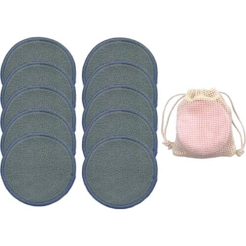 Eco Reusable Bamboo Makeup Remover Pads 10pcs/Bag Washable Rounds Cleansing Facial Cotton Make Up Removal Pads Tool