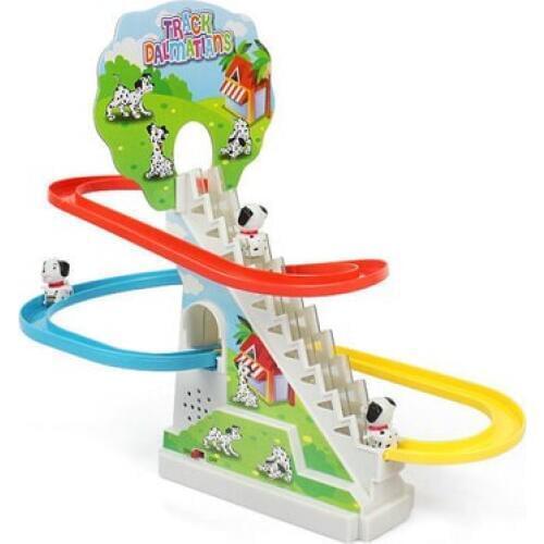 Train Spots Dog Electronic Educational Plastic Track Walking Up Stairs Electric Toys Children Interesting Funny Vehicle Toy 2021
