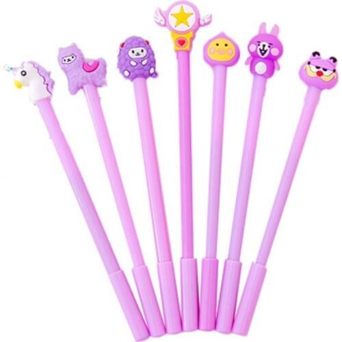 Purple gel pen combination cute creative cute pet cartoon signature pen water pen student stationery