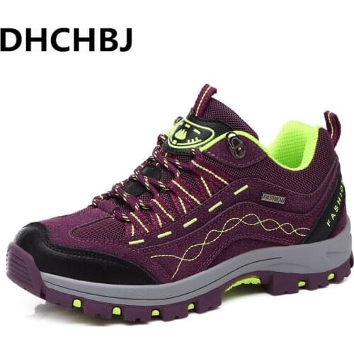Breathable Anti-Slip Climbing Shoes Trend Lace Up Sneakers Female Hiking Shoes Couples Autumn Trecking Sport Shoes