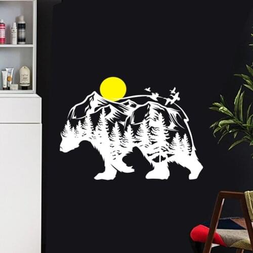 Bear Duck Forest Wall Sticker Decals Car Door Grizzly Decal Montain Forest Duck Sticker Sun Bear Car Decal