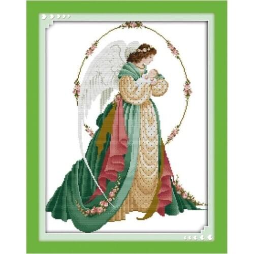 11CT 14CT Angel Mother and Child European Cross Stitch Kit Manual diy Angel Sticker Wall Decoration Accessories Embroidery