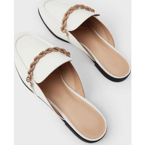 Spring 2021 New Casual Loafers Flat Mules Slippers Shoes Womens Word Closed-Toe Slippers