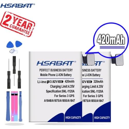 New Arrival [ HSABAT ] 320/420mAh Battery for Apple Watch Series 3 GPS / LTE 38mm / 42mm A1847 A1875 A1848 A1850 A1858 A1859