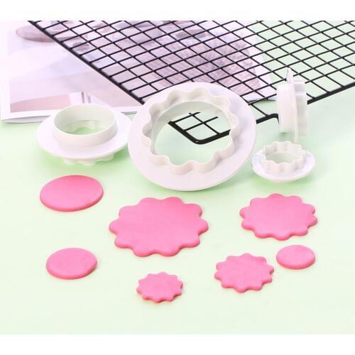 Fondant Cake Decorating Pastry Cookie Cutters Round Wave Edge Double Sided Cutter Tools Kitchen Pastry Cookie Cutter Mold