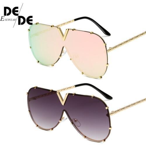 DesolDelos Hot New Arrival V Oversize Sunglasses Women Brand Designer Men Luxury Mirror Coating Sun Glasses Female Eyewear
