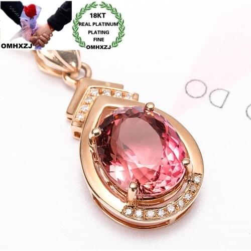 OMHXZJ Wholesale CA474 European Fashion Woman Party Birthday Wedding Gift Water Drop Zircon 18KT Rose White Gold Pendant Charm
