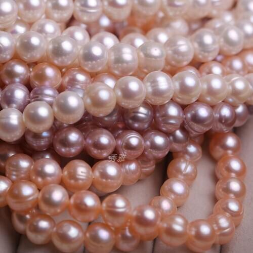 Wholesale HOT CHEAP 8-9mm Big Size Natural Freshwater Potato Shape Real Loose Pearl Necklace Strand String, 10pcs/lot
