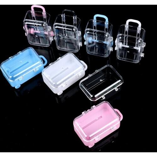 1pc Plastic Rolling Suitcase Luggage Box For Dollhouse Miniatures Accessories