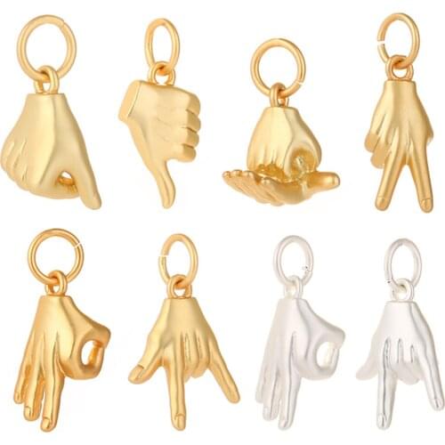 Gesture Pendant Charms for Jewelry Making Bulk Gold Charm Pendant Diy Designer Charms for Earrings Necklace Bracelet Copper