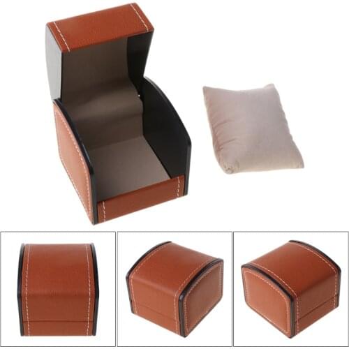 Luxury Faux Leather Watch Box With Pillow Package Case Bracelet Stand Holder New