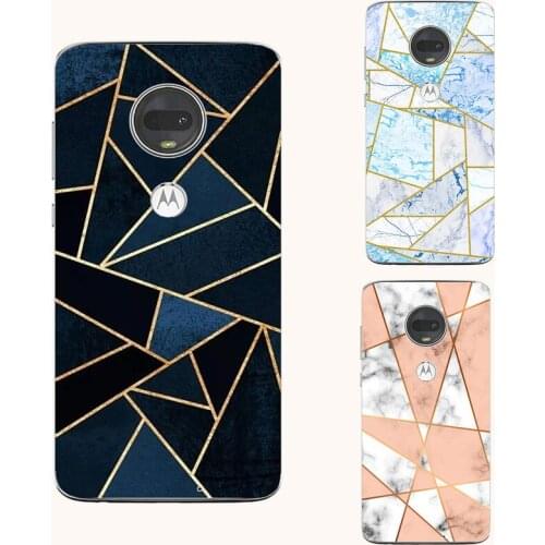 Geometric design Marble style silicone phone case For Motorola Moto E5 G6 G7 Plus Play Power Water color aesthetic phone case