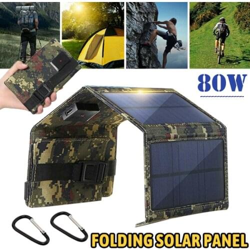 80W Folding Solar Panel for Camping USB Phone Charger Outdoor Hiking Power Bank Portable Backpack Rechargeable Solar Panel